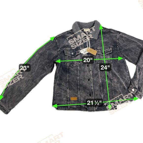 Simply Southern Gray Acid Wash Corduroy Jacket Sherpa Collar Distressed Size L - Picture 8 of 13